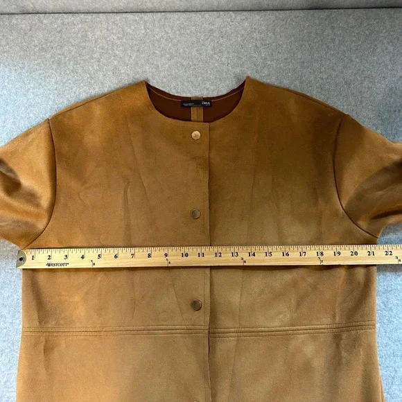 ZARA Faux Fur Faux Suede Jacket Coat Brown Tan Super Soft Womens Size‎ Medium - Picture 5 of 16